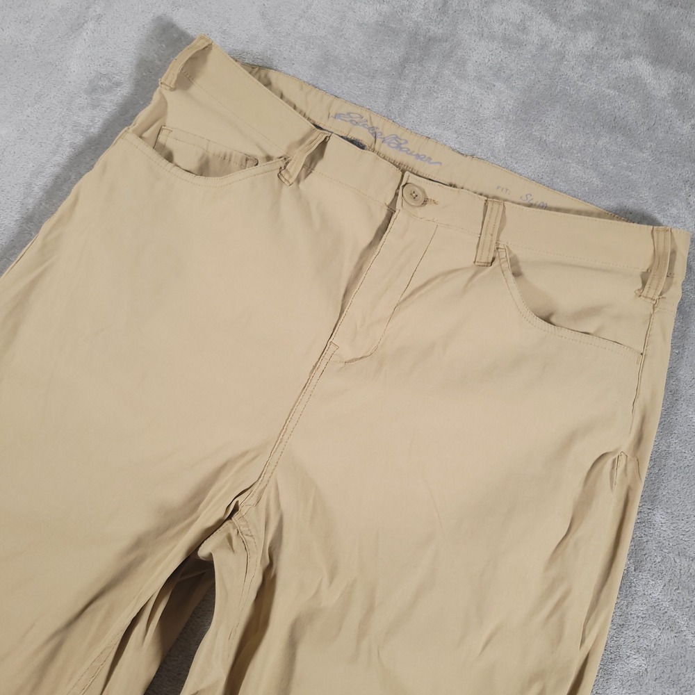Eddie Bauer Pants Mens 36x32 Tan Slim Horizon Takeoff Chino Stretch Outdoor Tech